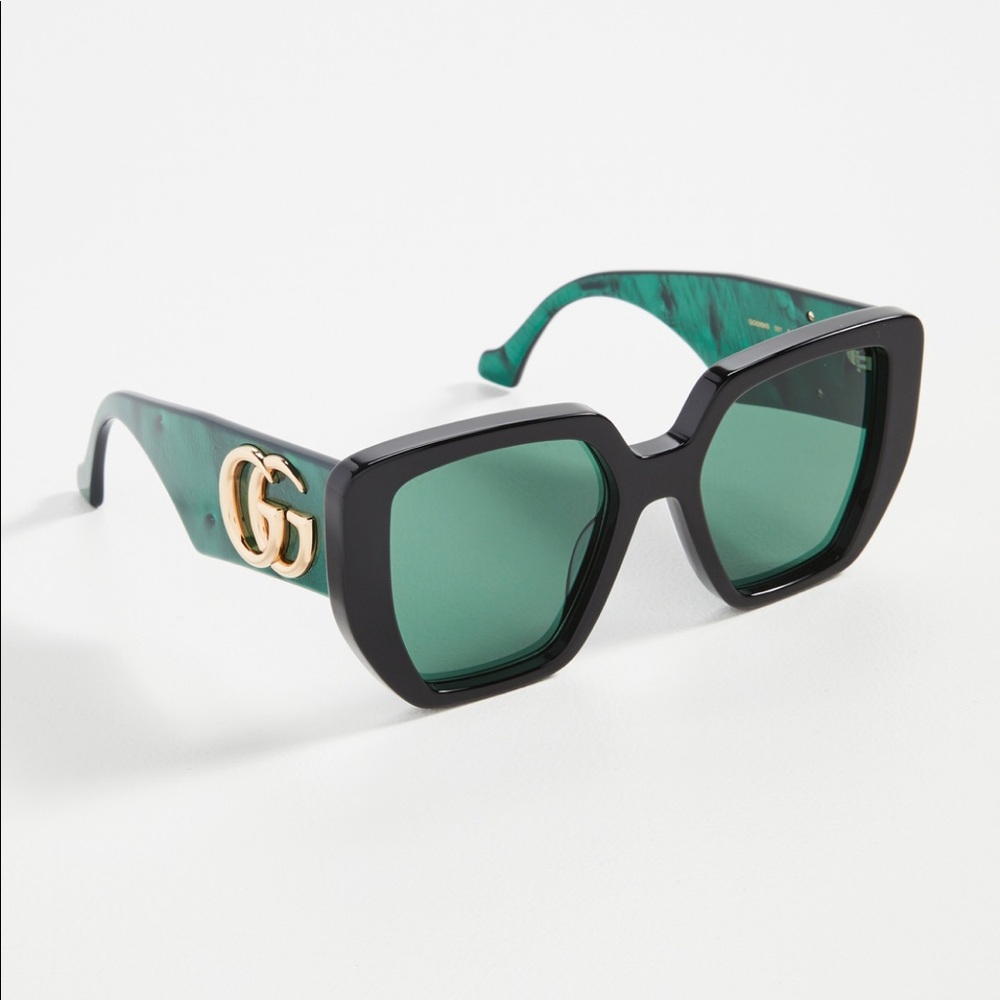 Gucci Generation Bold Oversized Sunglasses Green Black GG Logo GUCI120297